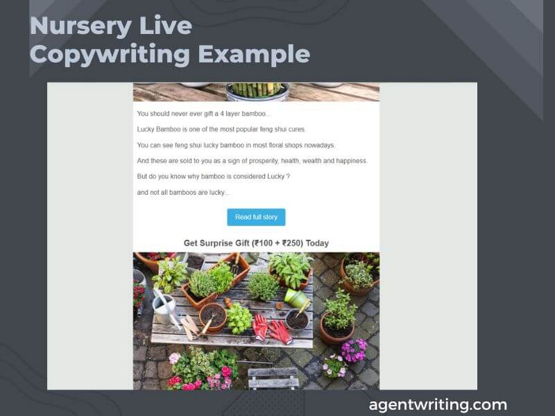  nursery live copywriting example