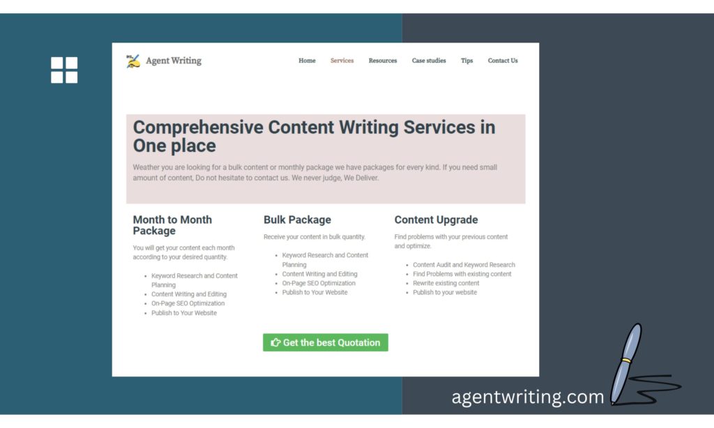  Agent writing services 
