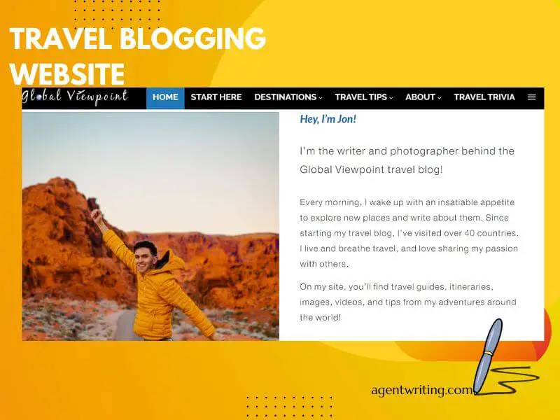 Travel Blogging website overview