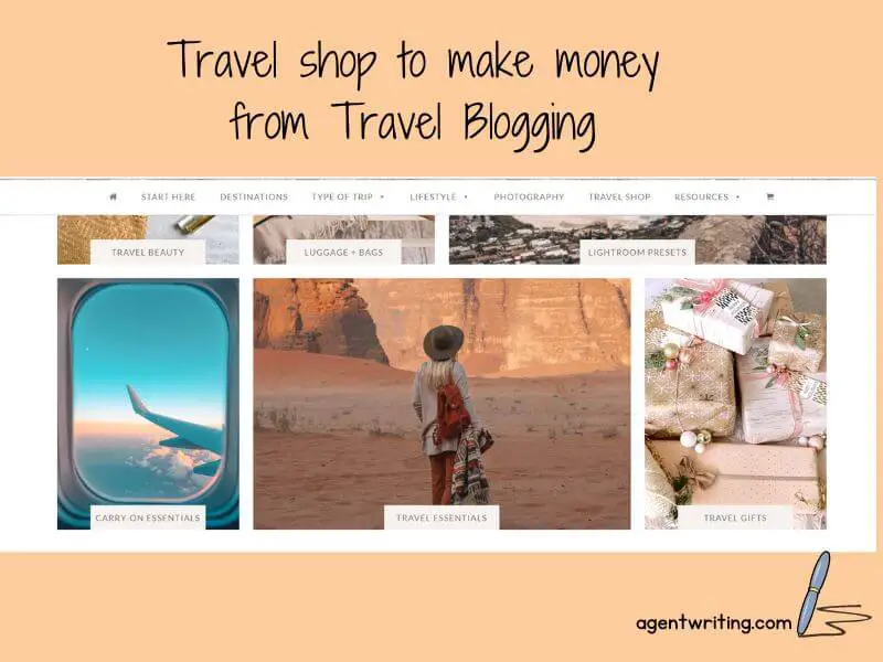 Travel Shop to make money from Travel Blogging