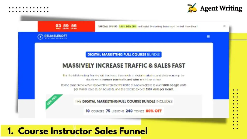 Example of sales funnel for course instructors 
