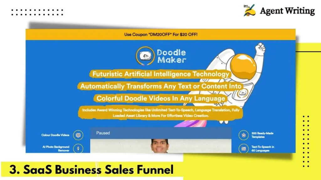 Example of sales funnel for SaaS businesses 
