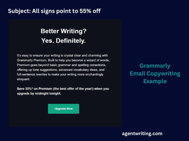 Grammarly Email Copywriting Example 