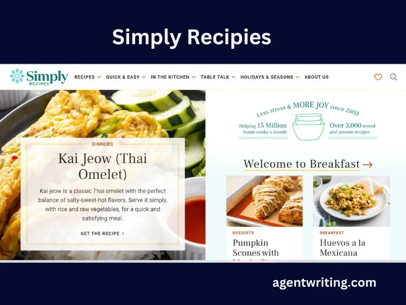 Simply Recipes example of a food blog