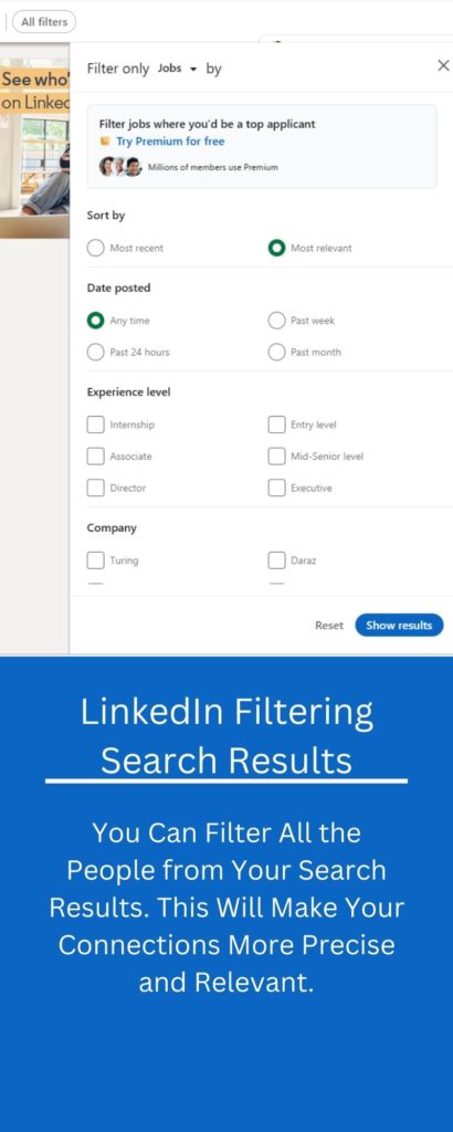 LinkedIn Filtering Search Results