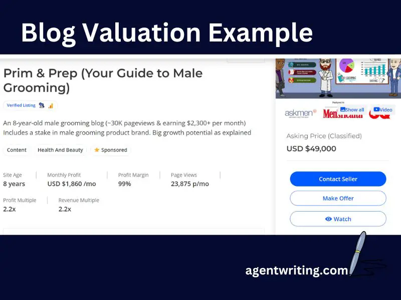 Blog Valuation example 